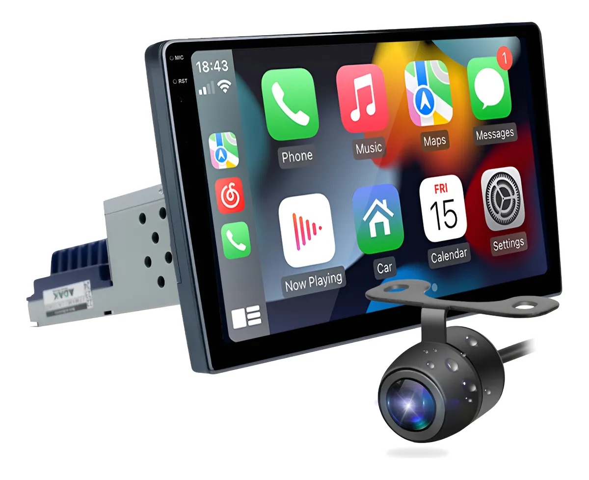 Multimidia Android 1din Carplay 9pol 2ram 32gb + Cam Ré. Preto