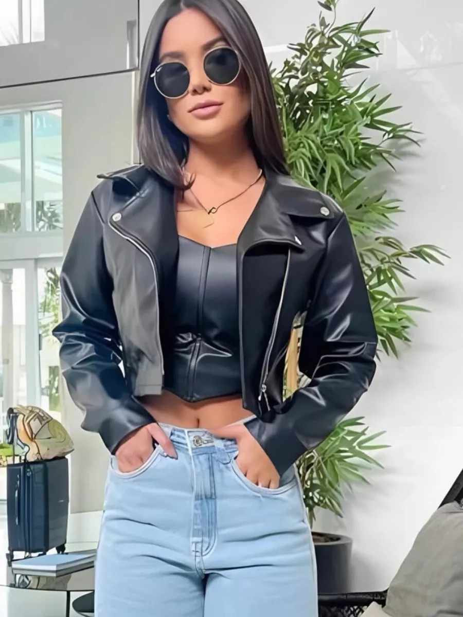 Jaqueta Feminina Courinho Com Zíper Gola Polo Linda Inverno