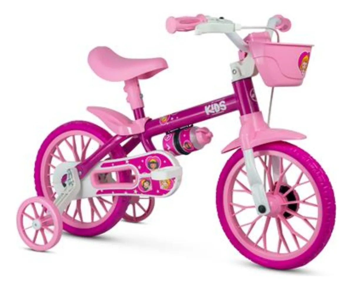 Bicleta Infantil Rosa Criança Absolute Kids Princesa Aro 12